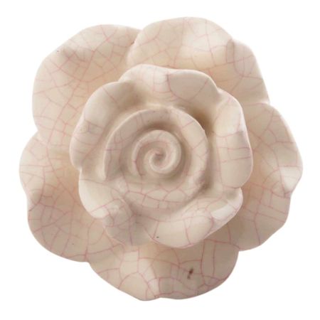 Cream And Pink Big Rose Crackle Ceramic Cupboard Knobs